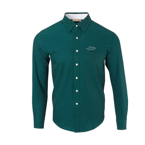 Paddock Collection Polka Dot Dress Shirt -Pine (with White)