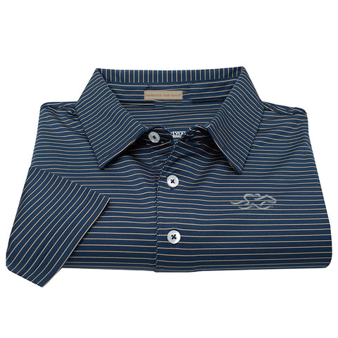 Backstretch Bar Stripe Polo - Navy/Camel