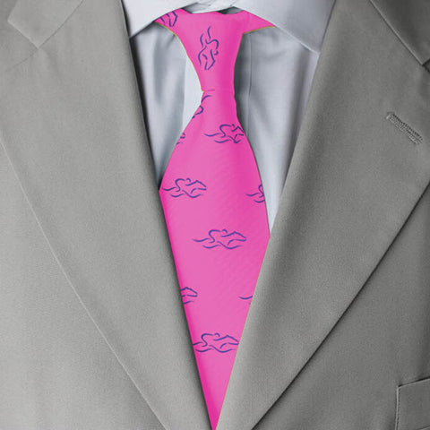 Beautiful hot pink 100% silk tie printed with our royal EMBRACE THE RACE icon.