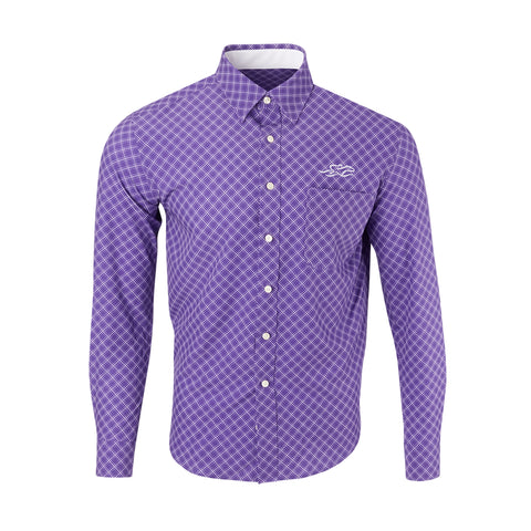 Paddock Collection Diagonal Check Dress Shirt-Purple