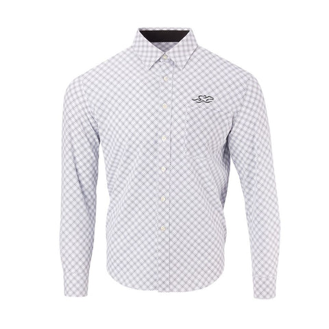 Paddock Collection Diagonal Check Dress Shirt-White (with Black)