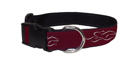 Adjustable dog collar with our signature EMBRACE THE RACE ribbon. Black hardware and a nickel D ring