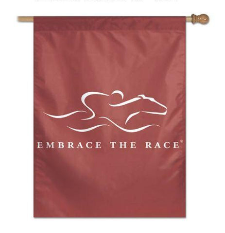 Vertical 27" x 37" polyester banner in our signature cardinal color with our white logo prominently displayed. Pole sleeve is 2.5 inches. Pole sold separately.