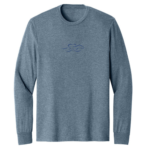 Long Sleeve Soft Cotton T-Shirt - Flint Blue Heather