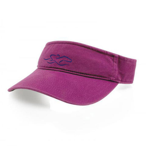 A classic hot pink visor with an adjustable backstrap. EMBRACE THE RACE icon center front wordmark on the backstrap.