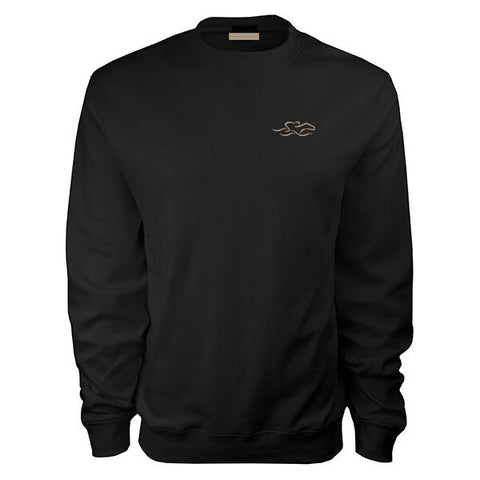 Solid black supima cotton luxury crew.  Beautifully embroidered with an EMBRACE THE RACE icon on the left chest.