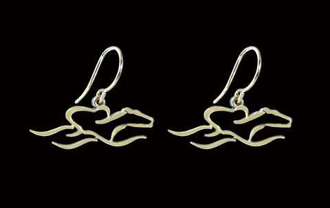 14 K Gold earrrings with French wire hoops and floating EMBRACE THE RACE icon.