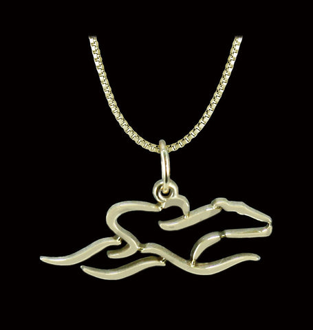 A 14 K Gold 22 inch adjustable chain with 1.5 inch EMBRACE THE RACE icon pendant.