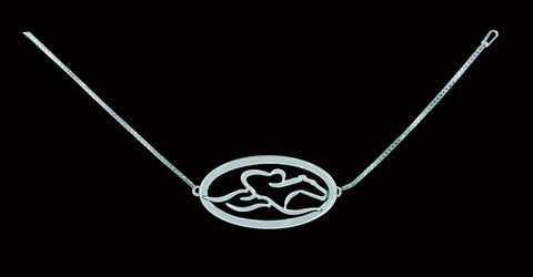 An adjustable sterling silver chain bracelet with EMBRACE THE RACE icon mounted on an oval base. 